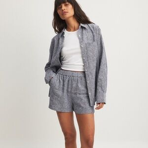 Matching shorts and button down shirt